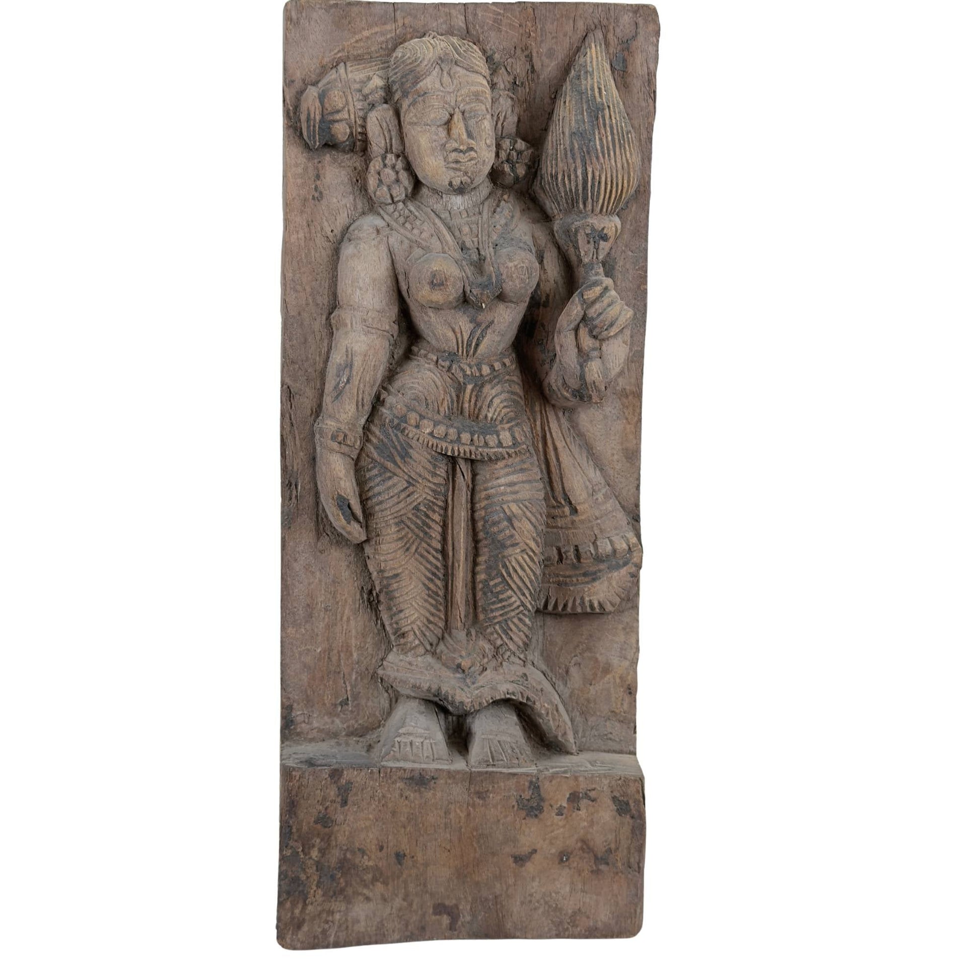 Antiek 18e eeuws tempelpaneel Godin Lakshmi
