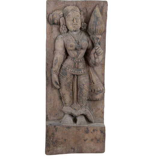 Antiek 18e eeuws tempelpaneel Godin Lakshmi
