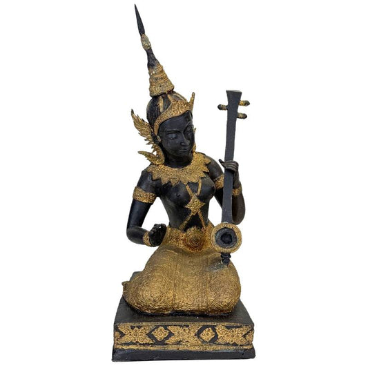 Thaise muzikant beeld van brons
