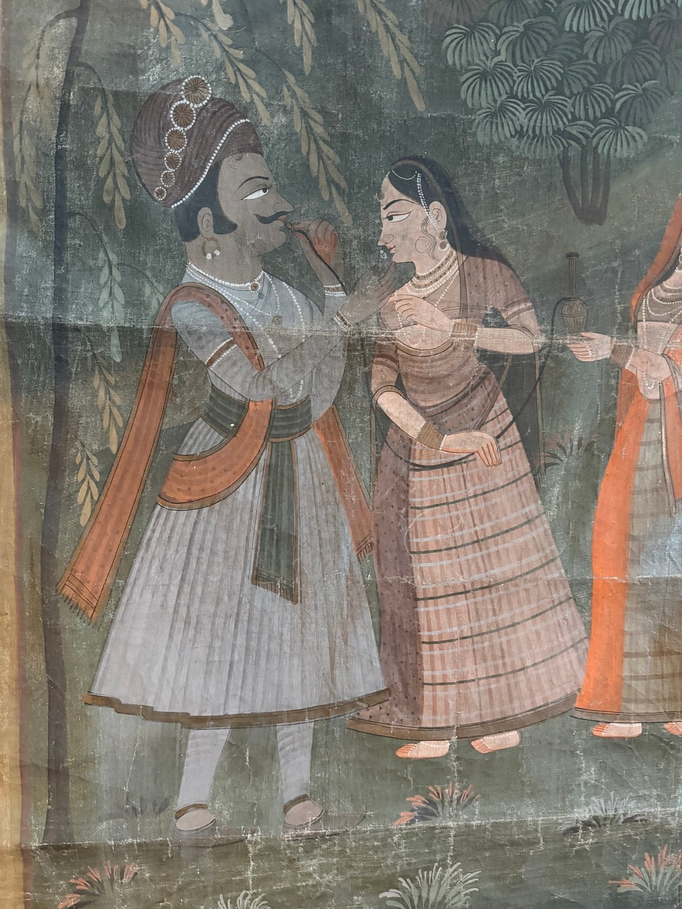 Pichwai kunstwerk met Krishna en Gopi's
