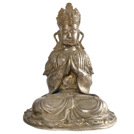 Antieke vuurvergulde Bodhisattva uit Ladakh, 18e eeuw (ca. 1750-1770).