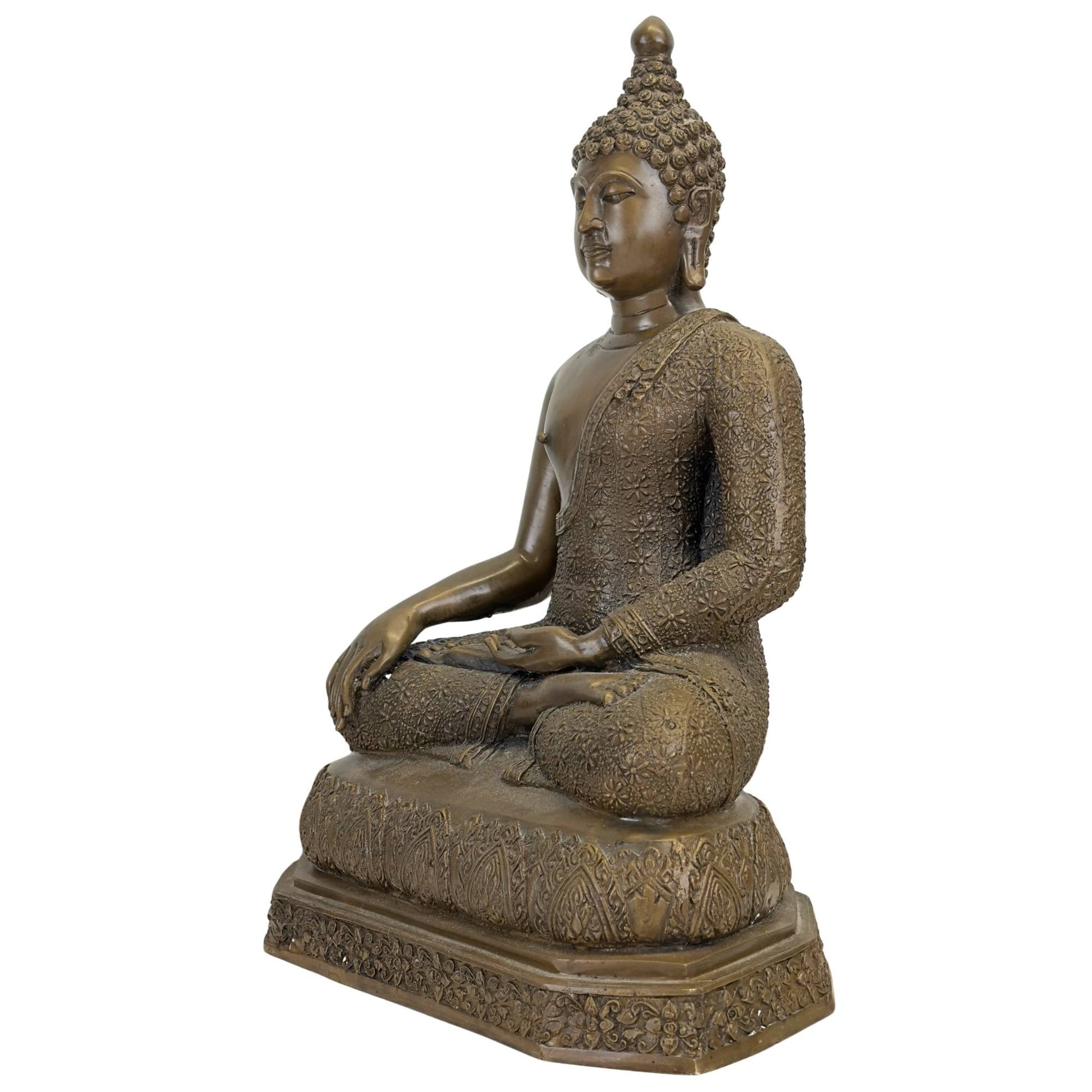 Sacrale interieurdecoratie met een monumentale bronzen Shakyamuni Boeddha