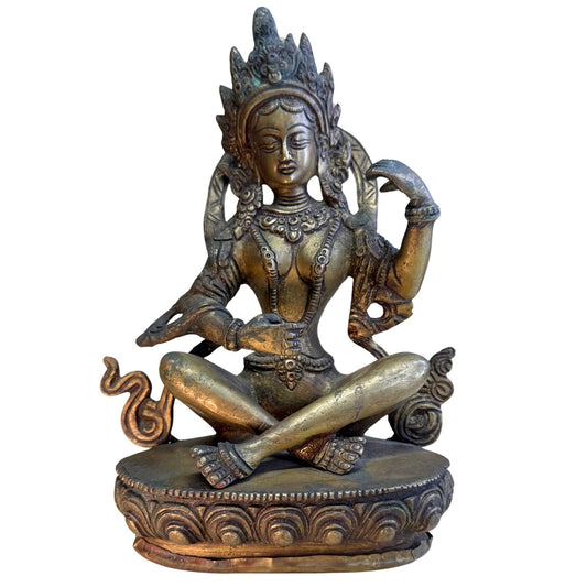 Antieke massieve Saraswati verguld brons 1920