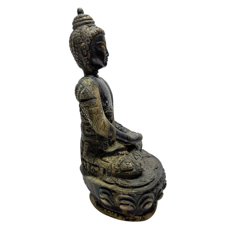 Nepalees meditatie Boeddha paar met abhaya mudra en lotusbasis