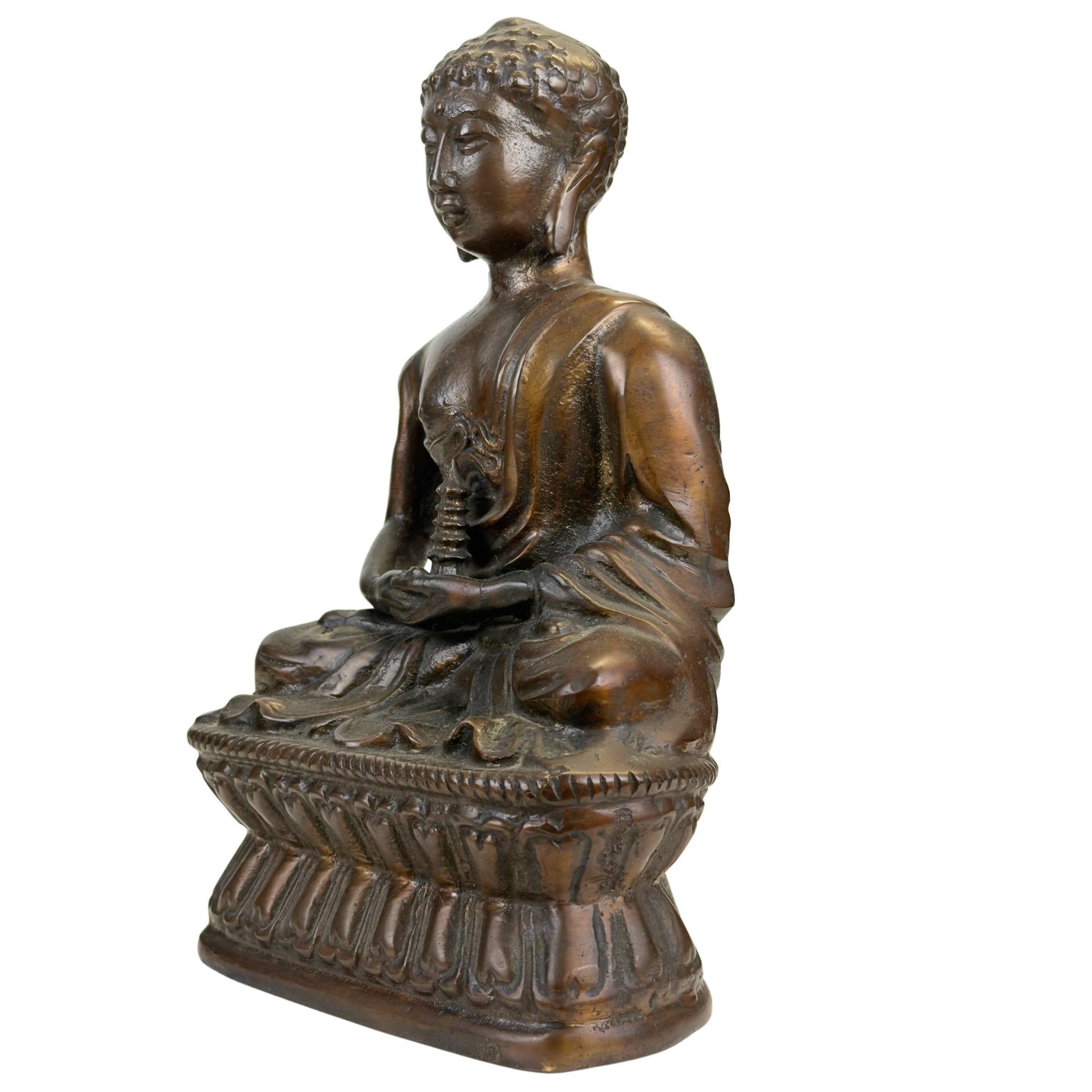 Oude bronzen meditatie Boeddha in Himalaya stijl met krachtige spirituele uitstraling