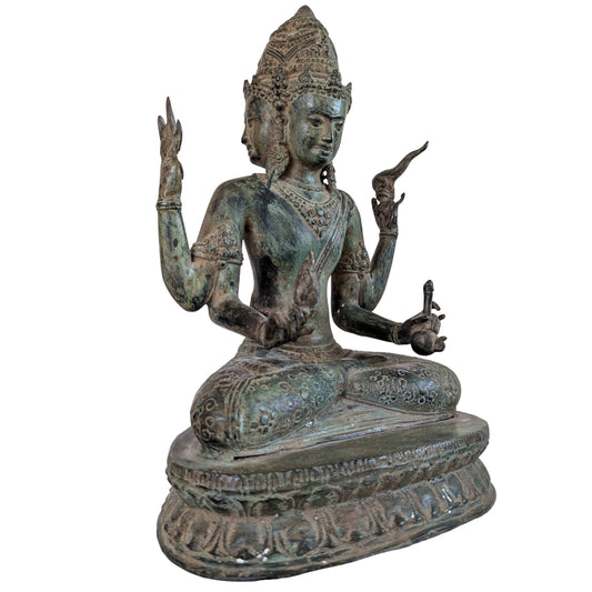 Trimukha Maheshvara zijaanzicht met acht armen